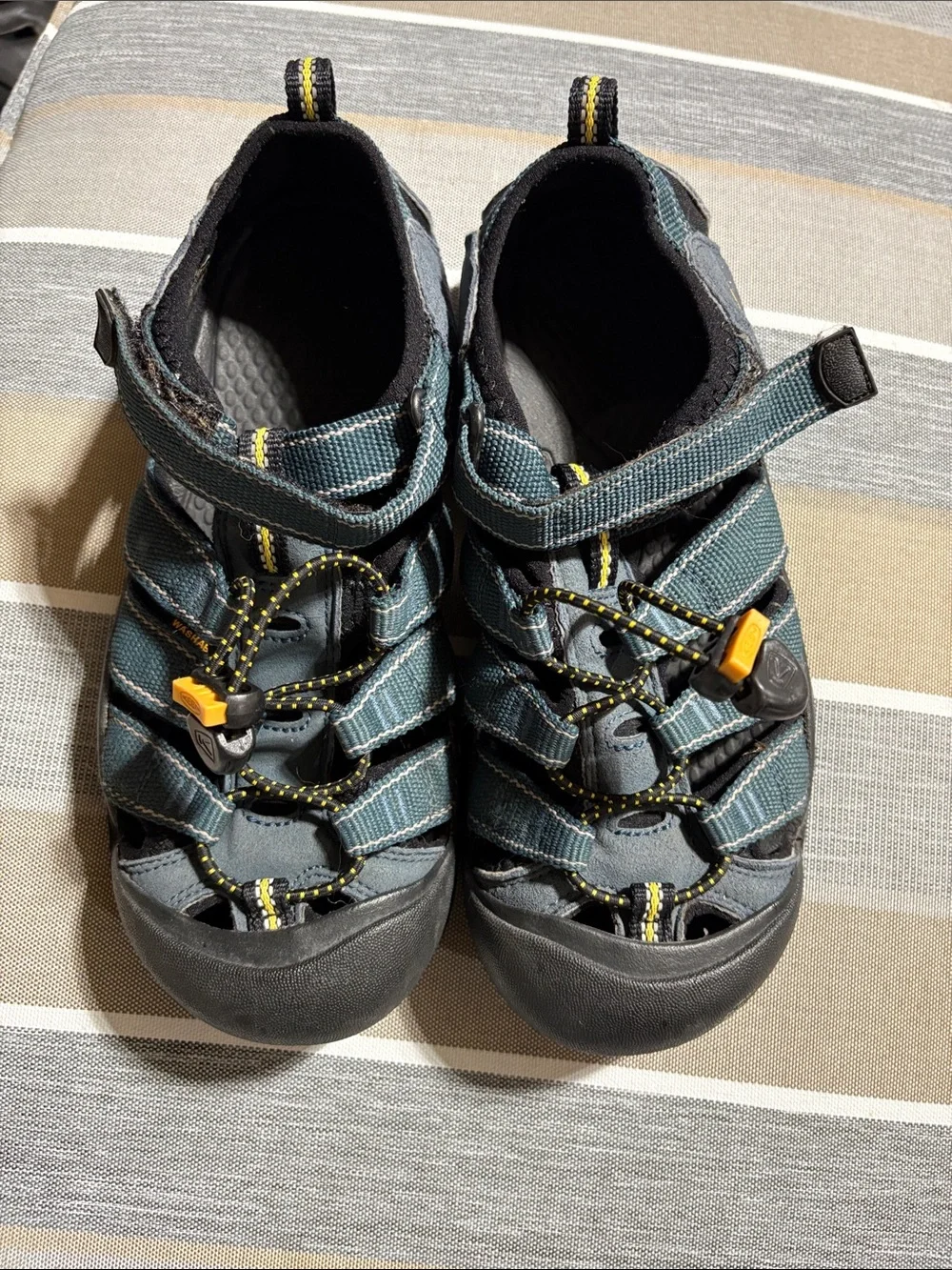 Keen Kids Teal and Black Closed-Toe Sandals with Yellow Accents